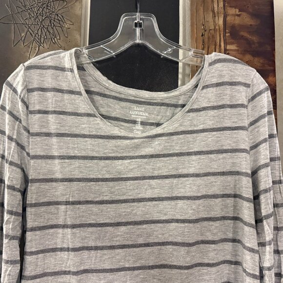 Gap Luxe Luxueux Long Sleeve Tee Shirt - Grey stripes - Size M - Picture 4 of 4
